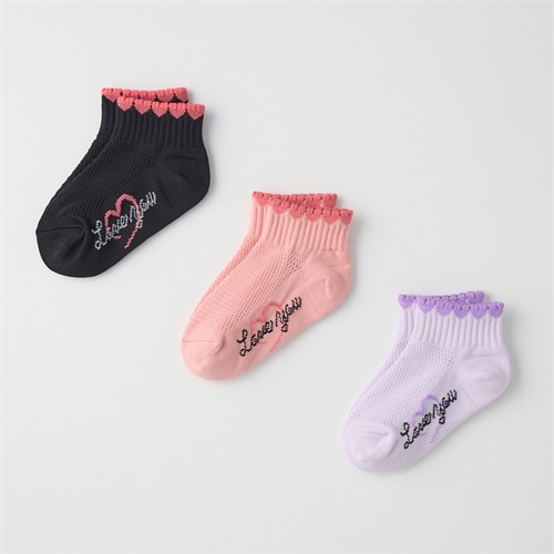 甲メッシュスニーカー丈ソックス３足組 女の子 キッズ