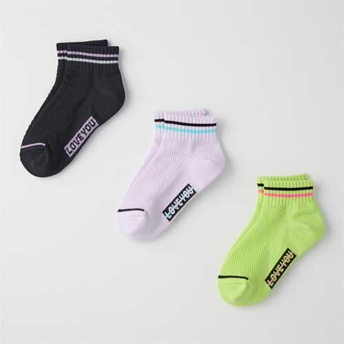 甲メッシュスニーカー丈ソックス３足組 女の子 キッズ(19-24cm)