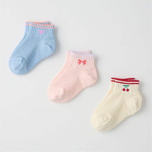 オールメッシュスニーカー丈ソックス3足組 女の子 キッズ