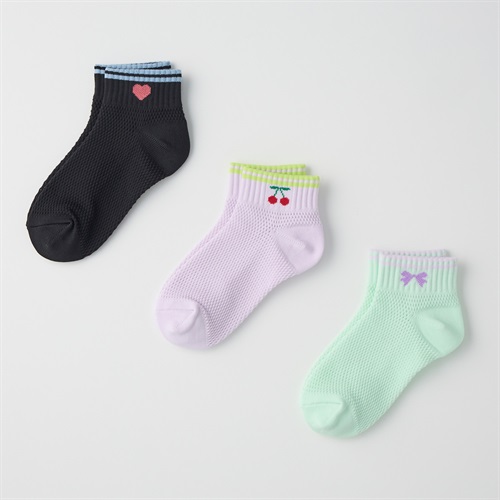 オールメッシュスニーカー丈ソックス3足組 女の子 キッズ(19-24cm)