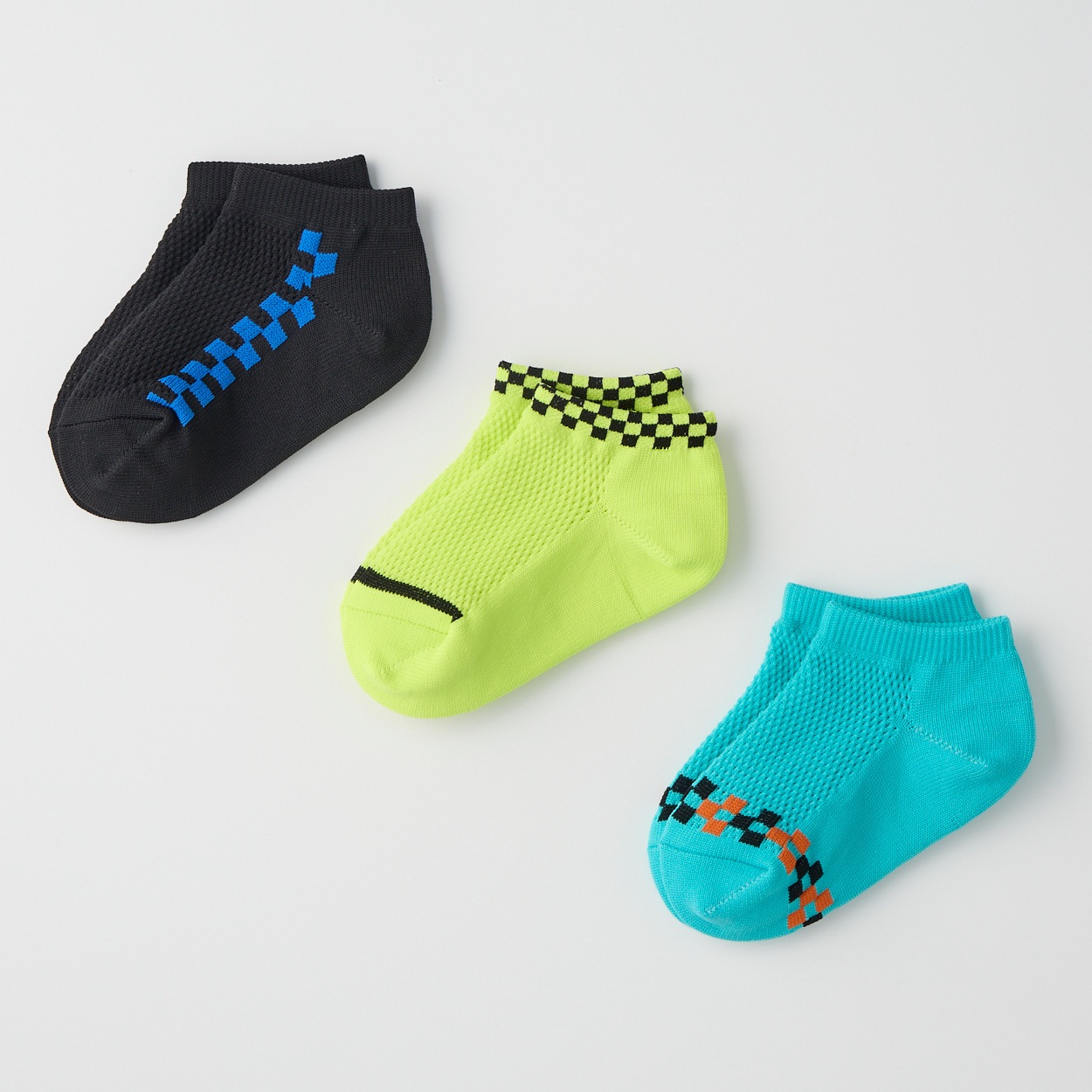 甲メッシュスニーカー丈ソックス３足組 男の子 キッズ(15-20cm)