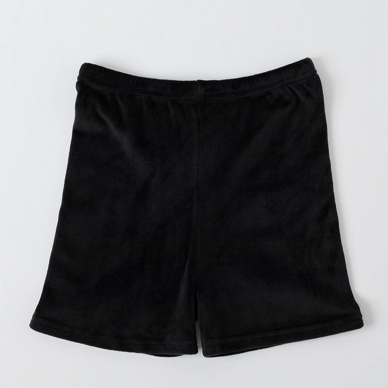 くろぱん たっぷり厚手 毛布パンツ  ショート丈 キッズ 女の子(ブラック-125-145cm)