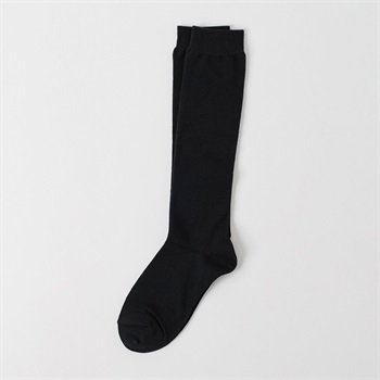 くろそく 無地ハイソックス丈 22-24/24-26cm キッズ 女の子(ブラック-22-24cm)