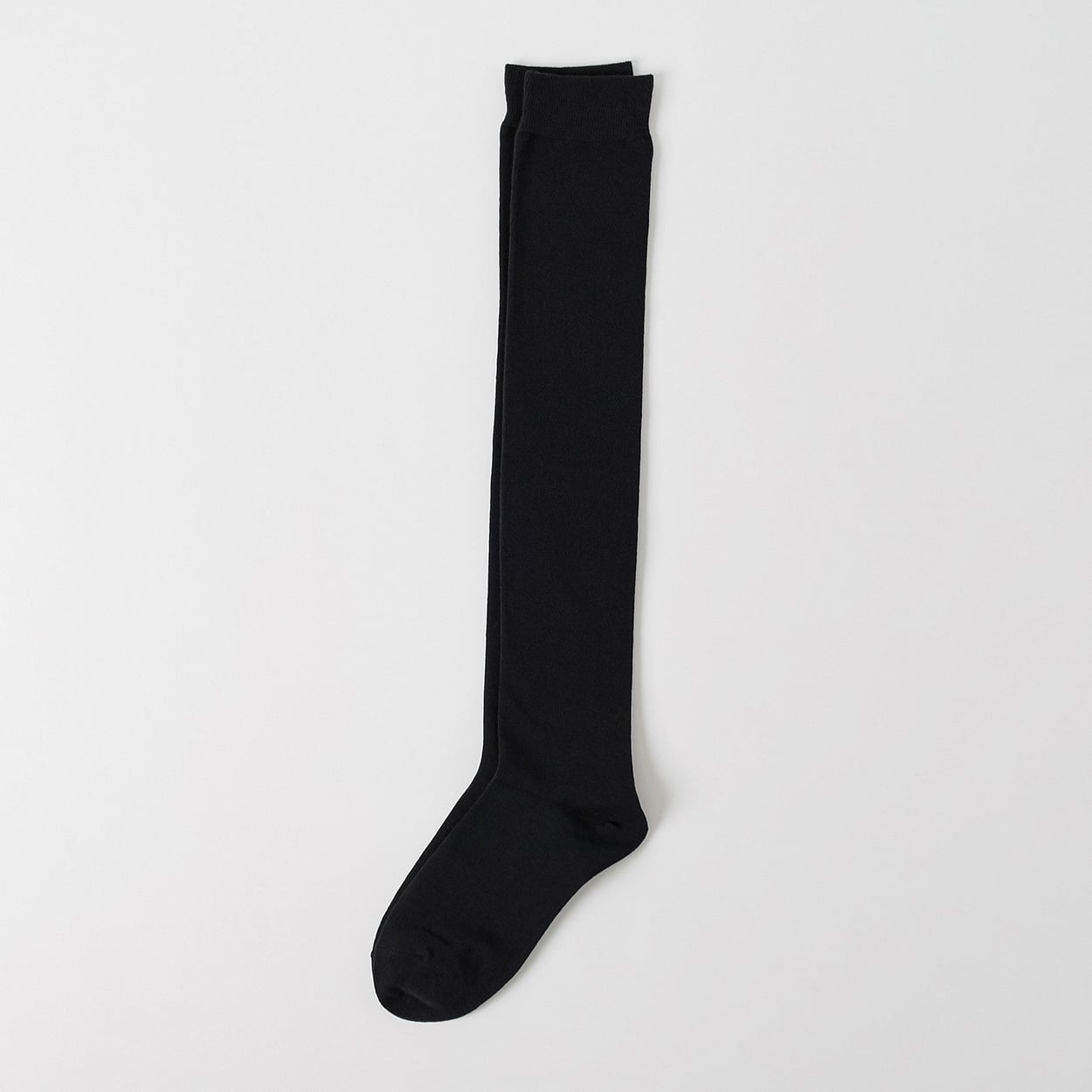 くろそく 無地オーバーニー丈 22-24/24-26cm キッズ 女の子(ブラック-22-24cm)