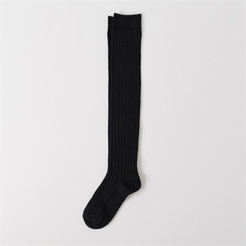 くろそく リブオーバーニー丈 22-24/24-26cm キッズ 女の子(ブラック-22-24cm)