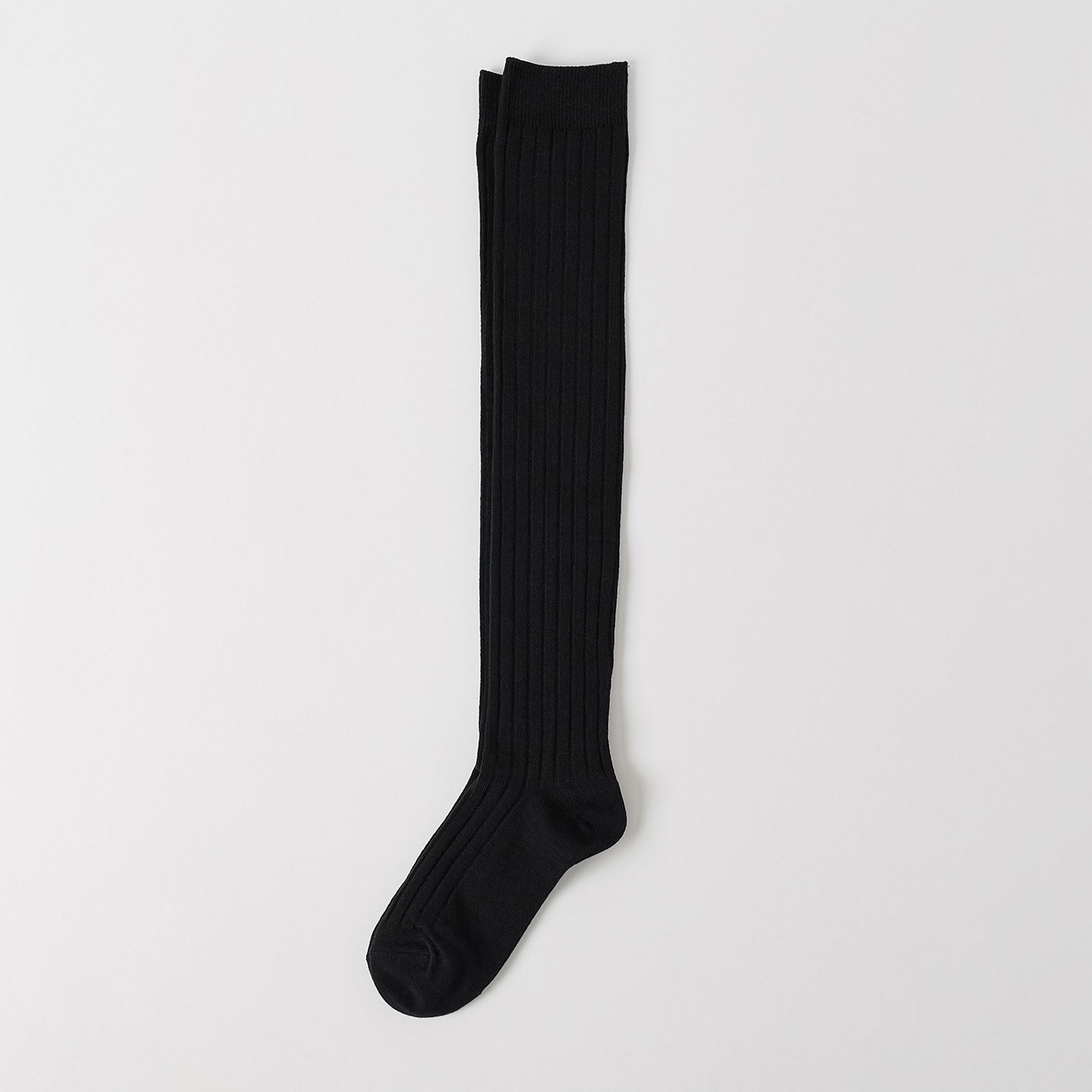 くろそく リブオーバーニー丈 22-24/24-26cm キッズ 女の子(ブラック-24-26cm)