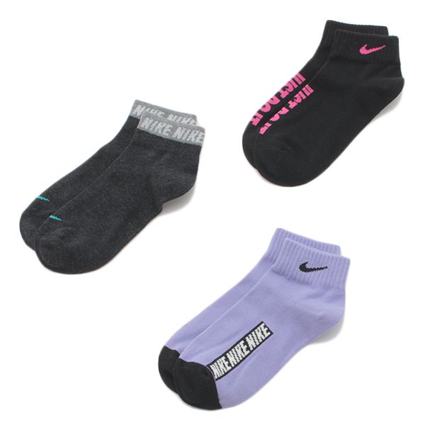 【新品未使用】 NIKE MMW ソックス NIKE ナイキ スポロゴ長スニーカー丈異柄3足組 コミ 靴下