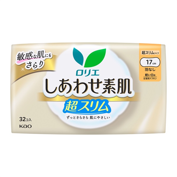 ロリエ しあわせ素肌 通気超スリム Laurier 花王 【医薬部外品】(通気超スリム 軽い日用（羽なし）32コ入)