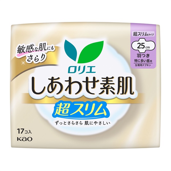 ロリエ しあわせ素肌 通気超スリム Laurier 花王 【医薬部外品】(通気超スリム 特に多い昼用（羽つき）17コ入)