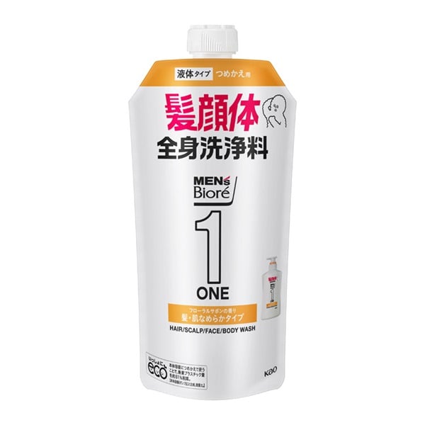 メンズビオレONE オールインワン 髪・肌なめらかタイプ 詰替 340ml