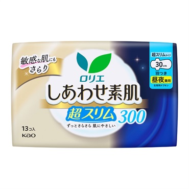 ロリエ しあわせ素肌 超スリム 昼夜兼用 300 羽つき 13個入 花王