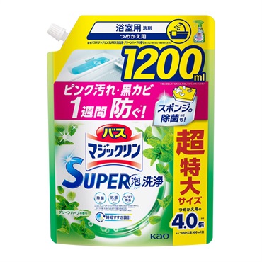 バスマジックリン SUPER泡洗浄 つめかえ用 1200ml マジックリン 花王(SUPERCLEAN グリーンハーブの香り)