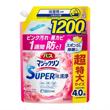バスマジックリン SUPER泡洗浄 つめかえ用 1200ml マジックリン 花王(SUPERCLEAN アロマローズの香り)