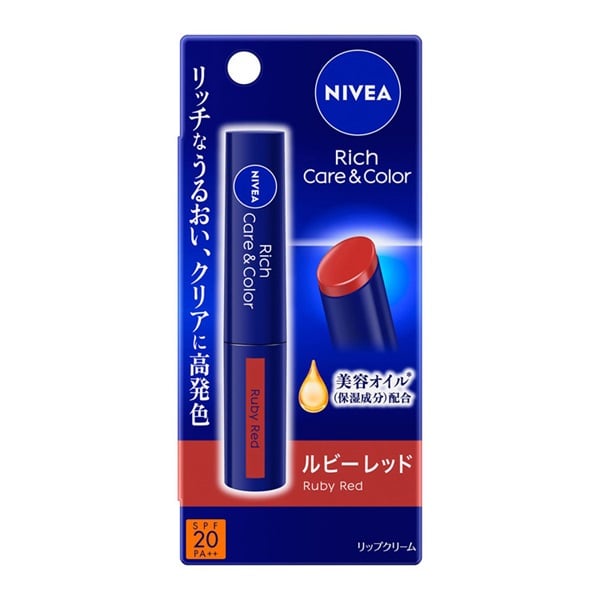 ニベア リッチ ケア&カラー リップ 2g ニベア NIVEA 花王(ルビーレッド)