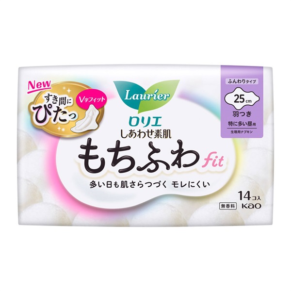 ロリエ しあわせ素肌 もちふわｆｉｔ 特に多い昼用25cm 羽つき 14個【医薬部外品】(14個)