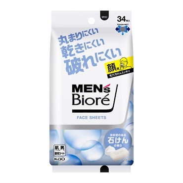 MEN's Biore フェイスシート 34枚入り メンズビオレ フェイスシート 清潔感のある石けんの香り 34枚