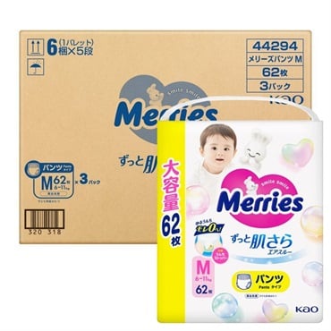 メリーズ ずっと肌さらエアスルー Mサイズ ケース販売 パンツタイプ 紙おむつ #