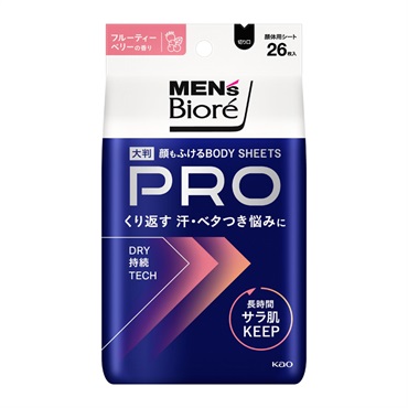 メンズビオレ 顔もふける ボディシート PRO 26枚 花王(フルーティーベリーの香り)