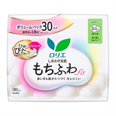 ロリエ しあわせ素肌 もちふわｆｉｔ 多い昼用22.5cm 羽つき 30個 ボリュームパック【医薬部外品】