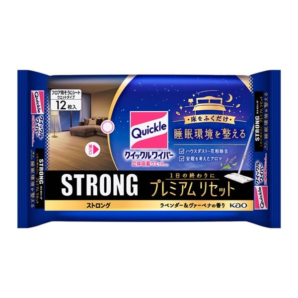 クイックルワイパー 立体吸着ウエットシート ストロング プレミアムリセット 12枚入 花王(12枚)