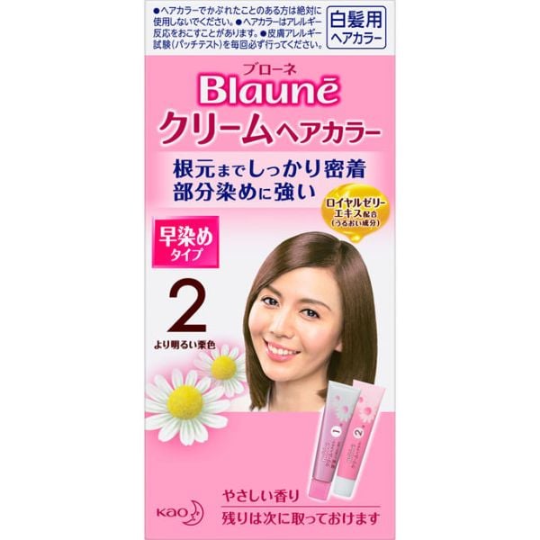 ブローネ クリームヘアカラー 1剤40g 2剤40g ブローネ Blaune 花王 【医薬部外品】(2より明るい栗色)