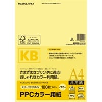 PPCカラー用紙 共用紙 FSC認証 A4 100枚(KB‐C139NY/黄)