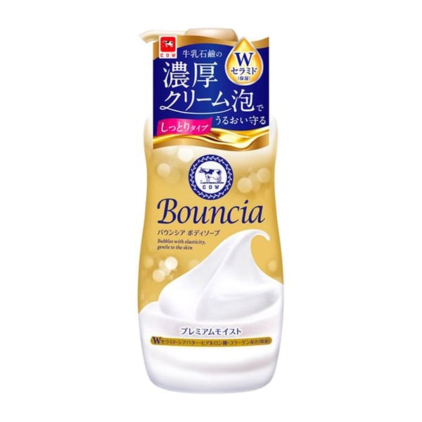バウンシア ボディソープ プレミアムモイスト  本体ポンプ付  440ml Bouncia 牛乳石鹸(本体 440ml)