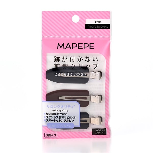 マペペ 跡が付かない前髪クリップ 3個 マペペ MAPEPE シャンティ(ブラック&ブラウン)