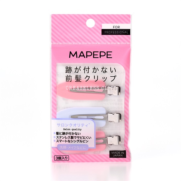 マペペ 跡が付かない前髪クリップ 3個 マペペ MAPEPE シャンティ(ピンク&ホワイト)