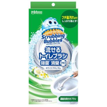 スクラビングバブル 流せるトイレブラシ 除菌消臭プラス ホワイトブロッサム 本体 1個 スクラビングバブル Scrubbing Bubbles ジョンソン