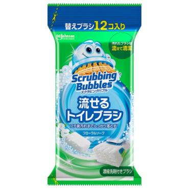 ジョンソン スクラビングバブル 流せるトイレブラシ 替え(フローラルソープ 12個)