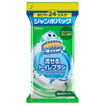 ジョンソン スクラビングバブル 流せるトイレブラシ 替え(フローラルソープ 24個)
