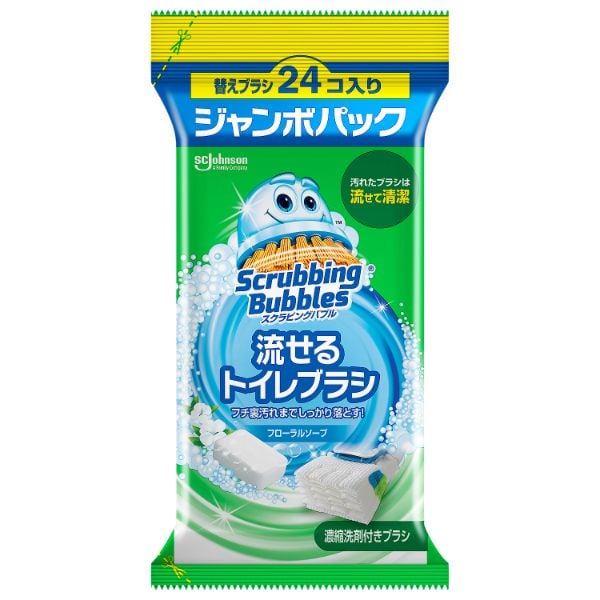 ジョンソン スクラビングバブル 流せるトイレブラシ 替え(フローラルソープ 24個)