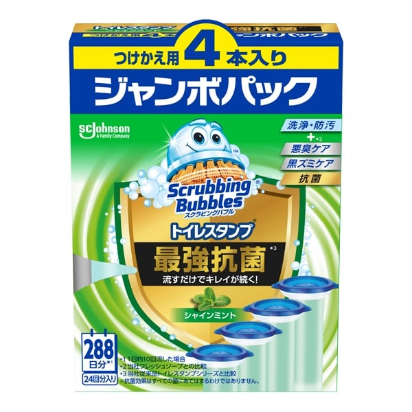 スクラビングバブル トイレスタンプ 最強抗菌 替え 38g×4 スクラビングバブル Scrubbing Bubbles ジョンソン(シャインミントの香り)