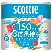 スコッティ フラワーパック 3倍長持ち 4ロール シングル 150m4ロール スコッティ scottie 日本製紙クレシア(150m4ロール)