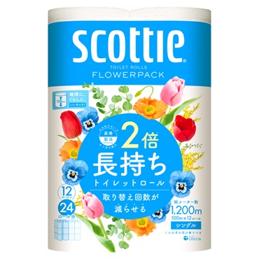 スコッティ フラワーパック 2倍巻き シングル 100m12ロール スコッティ scottie 日本製紙クレシア
