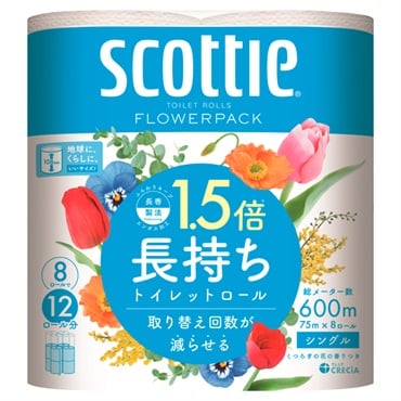 スコッティ フラワーパック 1.5倍長持ち シングル 75m8ロール スコッティ scottie 日本製紙クレシア