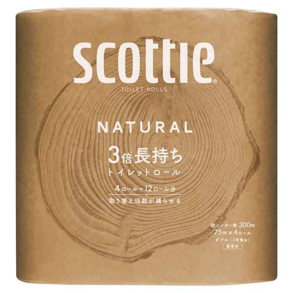 スコッティ ナチュラル 3倍長持ち 4Rダブル 4R スコッティ scottie 日本製紙クレシア(75m4ﾛｰﾙ)