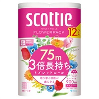 スコッティ フラワーパック 3倍長持ち ダブル 75m12ロール スコッティ scottie 日本製紙クレシア(75m12ロール)