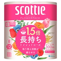 スコッティ フラワーパック 1.5倍長持ち ダブル 37.5m8ロール スコッティ scottie 日本製紙クレシア(37.5m8ロール)