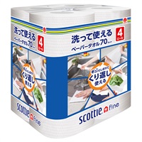 スコッティ ファイン 洗って使える ペーパータオル 70カット4ロール スコッティ scottie 日本製紙クレシア(70カット4ロール)
