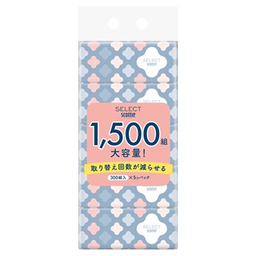 スコッティ セレクトソフトパックティッシュ 300組×5個 scottie 日本製紙クレシア