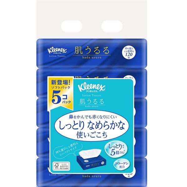クリネックス ティシュー ローション 肌うるる ソフトパック 120組5個