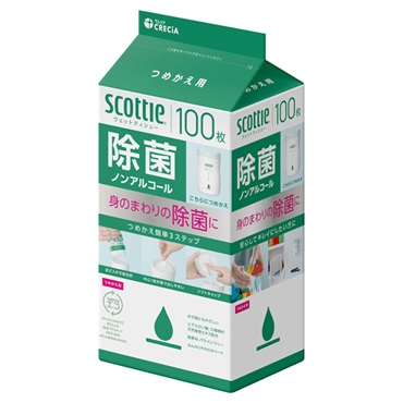 スコッティ ウェットティシュー つめかえ用 100枚 scottie 日本製紙クレシア(除菌ノンアルコール)