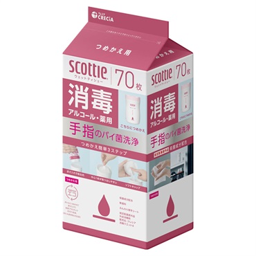 スコッティ ウェットティシュー 消毒アルコール つめかえ用 70枚 scottie 日本製紙クレシア