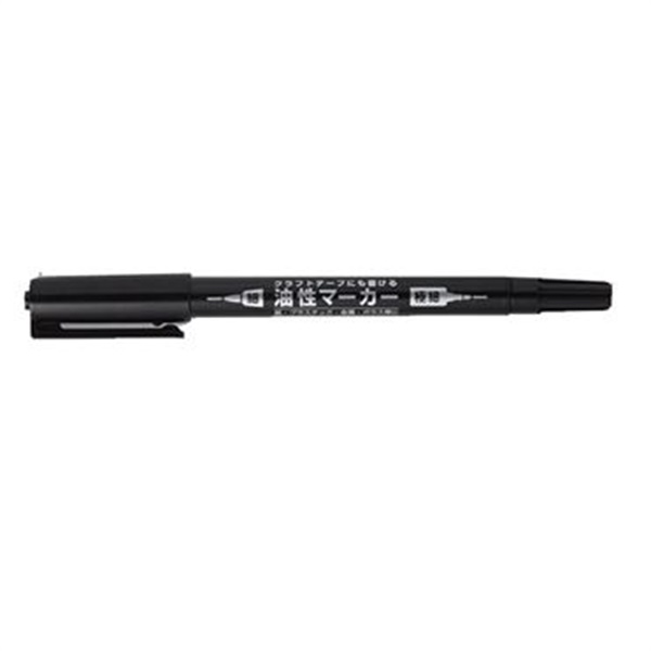 トップバリュ　クラフトテープにも書ける油性マーカー　細/極細(黒)