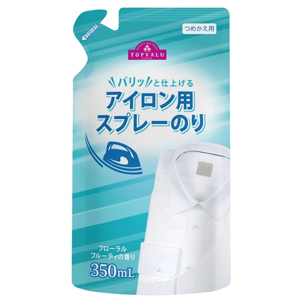 パリッと仕上げる アイロン用 スプレーのり フローラルフルーティの香り つめかえ用 350ml    トップバリュ(350ml)