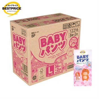 OUTLET ベビーパンツ Lサイズ 34枚×3 トップバリュベストプライス 紙おむつ ケース販売 ＃(4901810882410)