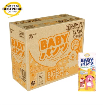 OUTLET ベビーパンツ ビッグサイズ 30枚×3 トップバリュベストプライス 紙おむつ ケース販売 ＃(4901810882427)