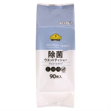除菌ウエットティシュー アルコール 詰替 90枚 トップバリュ ベストプライス TOPVALU BESTPRICE イオントップバリュ